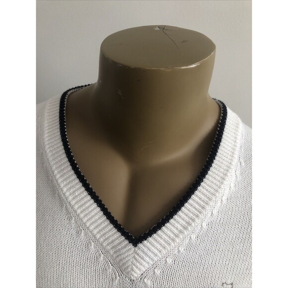 PGA Tour Golf Long Sleeve Argyle Pullover V Neck Sweater Mens Large White Purple - Picture 3 of 16